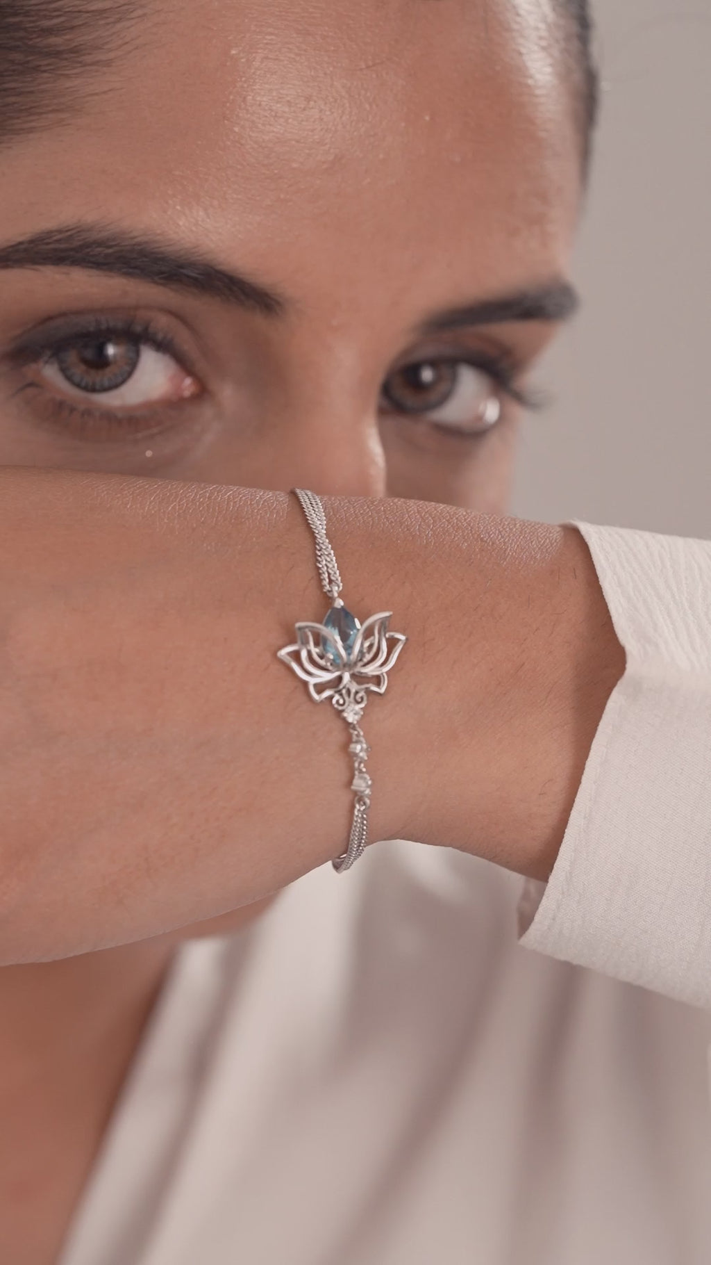 Blue Topaz Lotus Bracelet