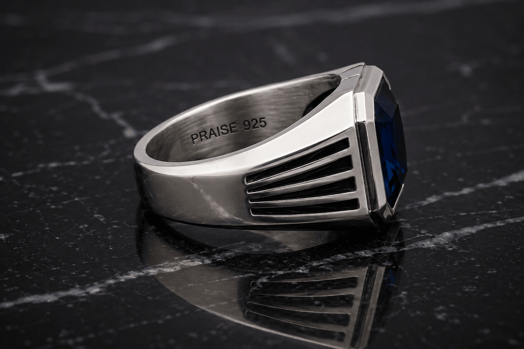 Royal Crest Ring | London Blue Topaz | 925 Sterling Silver - Praise Jewels Men's Gemstone Ring