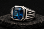 Royal Crest Ring | London Blue Topaz | 925 Sterling Silver - Praise Jewels Men's Gemstone Ring