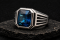 Royal Crest Ring in 925 sterling silver with natural London Blue Topaz hero view