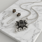 The Dark Romance – Black Onyx Pendant & Smoky Quartz Earrings Set - Praise Jewels bundle