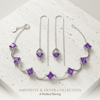 The Minimalist Stack – Amethyst Earrings & Bracelet Set - Praise Jewels bundle