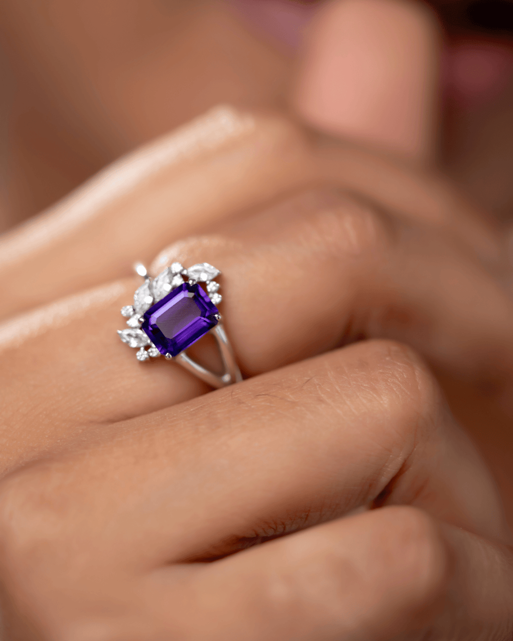 Violet Crown Ring — Natural Amethyst & CZ in 925 Sterling Silver - Praise Jewels ring