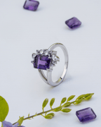 Violet Crown Ring — Natural Amethyst & CZ in 925 Sterling Silver - Praise Jewels ring