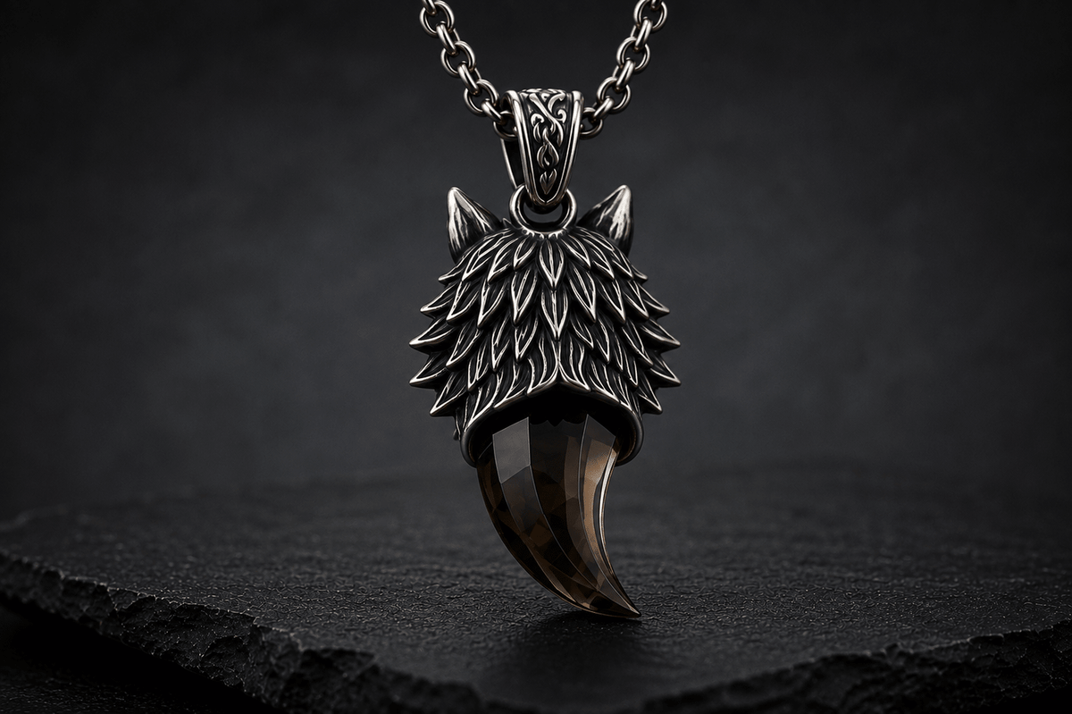 Wolf Tooth Pendant | Smoky Quartz - Praise Jewels Men's Gemstone Pendant