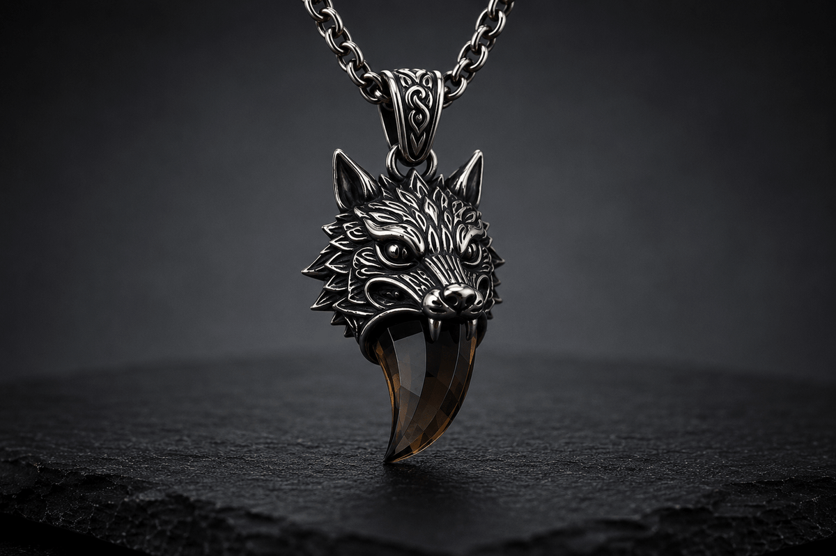 Wolf Tooth Pendant | Smoky Quartz - Praise Jewels Men's Gemstone Pendant